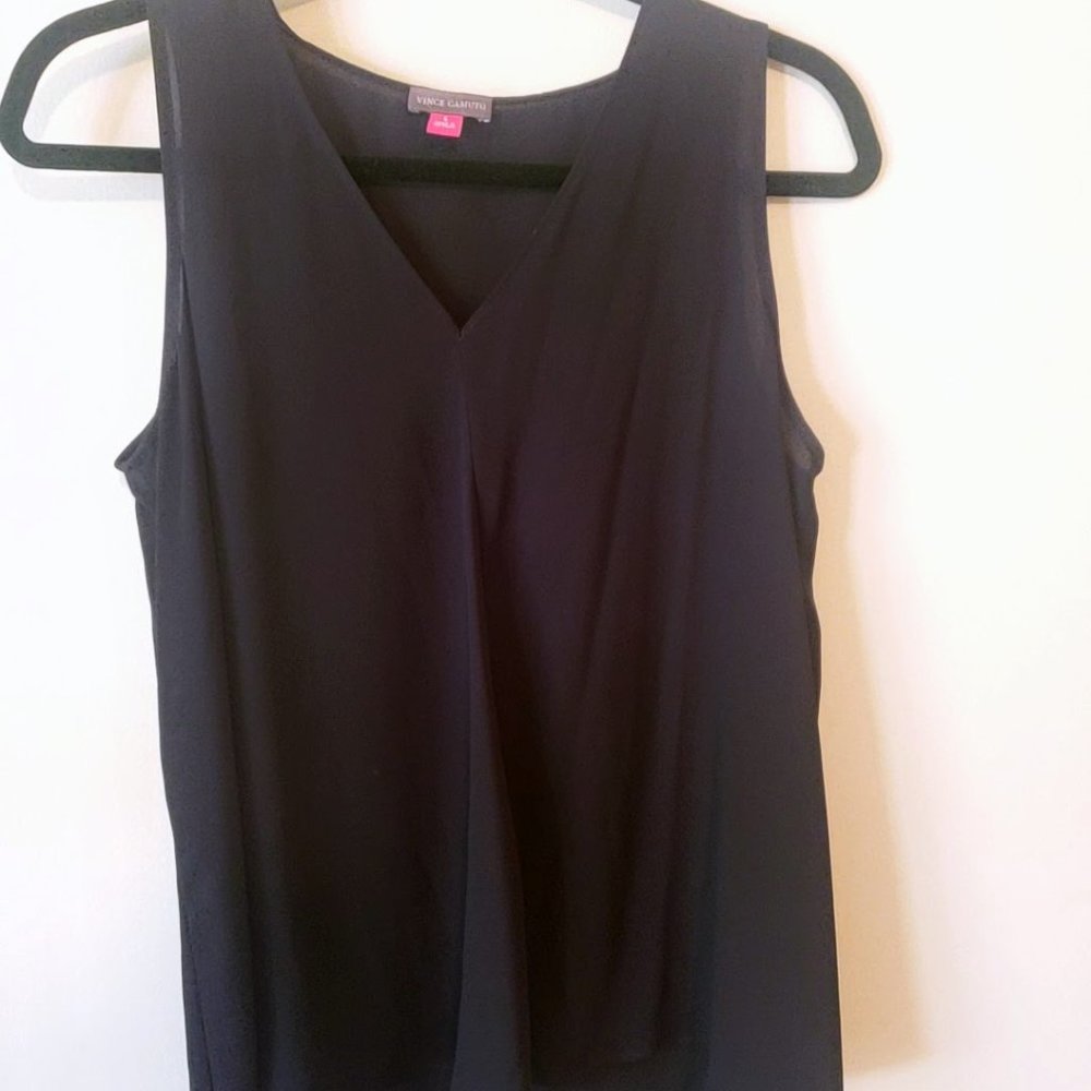 Vince Camuto Sheer Black Sleeveless Tank